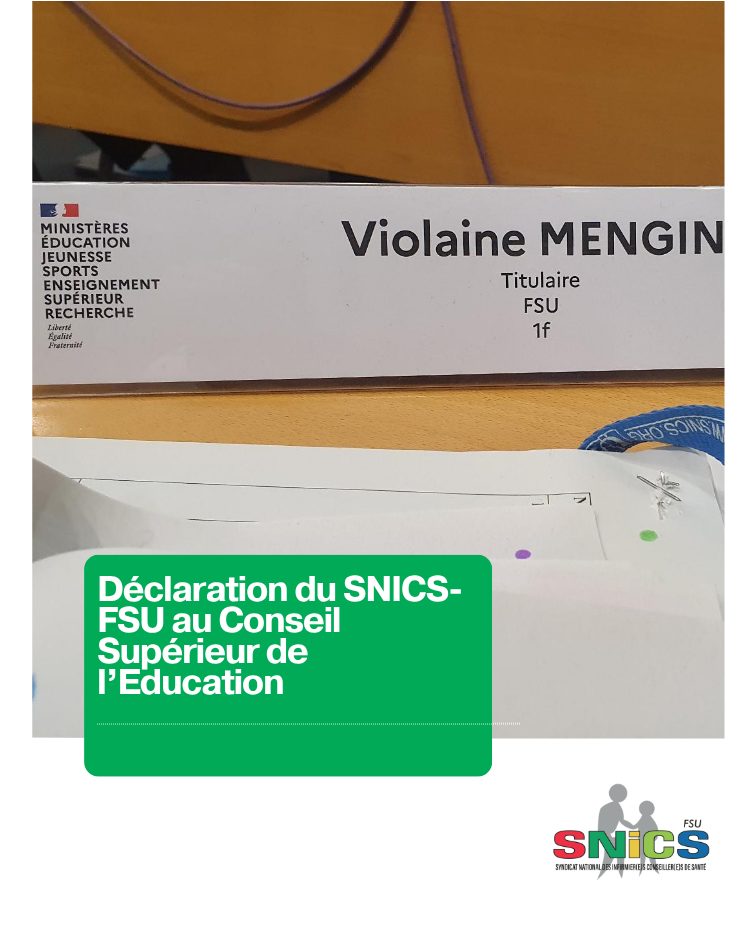 Déclaration du SNICS-FSU en Conseil supérieur de l’éducation